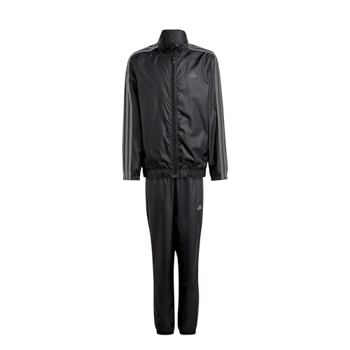 adidas Unisex Kinder Essentials 3-Stripes Woven Track Suit, black/mgh solid grey, 13-14 Years