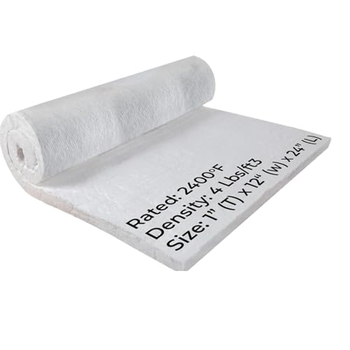 SONRET Ceramic Fiber Blanket 24"x12"x1" – 64 kg/m3 Density – 1260 ℃ Fiber Insulated Blanket for High Temperature Use – Easy to Cut Thermal Protection – for Pizza Oven, Furnaces, Chimneys – 1 Pc