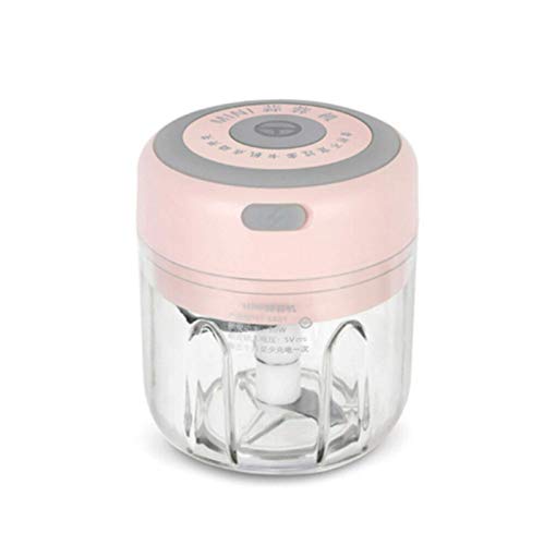 Mini Electric Garlic Chopper,Portable Ginger Grinder Powerful Chili Crusher Rechargeable Food Processor Multi-Function Vegetable Cutter Blender Mixer to Chop Meat Nut Fruit Walnut Peanut (Pink-250ML)