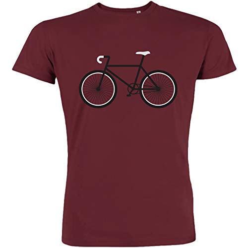 MadCotton Herren T-Shirt, Bike, Bio-Baumwolle, Fair gehandelt (Burgundy, M)