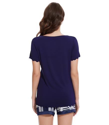 Image of WiWi Viscose from Bamboo Pajamas Set for Women Super Soft Short Sleeve Cooling Summer Plus Size Pjs Sets Sleepwear S-4X