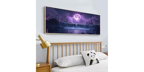 Art diamant 5D cascade violette, grand format mural 50x100 - 2