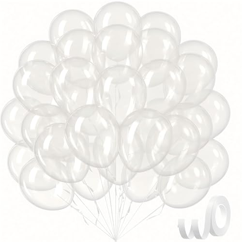 Clear Balloons 12 inch, Transparent Latex Balloons 50pcs Party Balloon for Baby Shower Wedding Bridal Shower Birthday Party Decorations