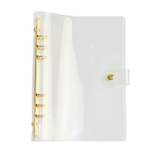 Etspolt Clear Binder Rose Gold Round Ring Binder Cover With Snap Buttom, 6 Ring Pvc Clear Paper Protector Sleeves For Binders A6 Loose Leaf Folder Notebook (A5 21Mm, Gold) #TOP1