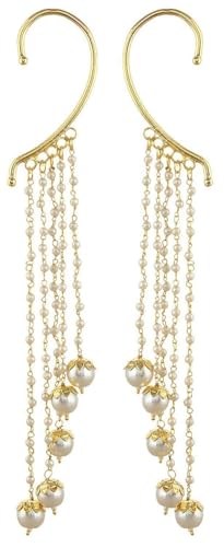 Shining Diva Fancy Latest Pearl Multi Strings Ear Cuffs Earrings for Girls and Women