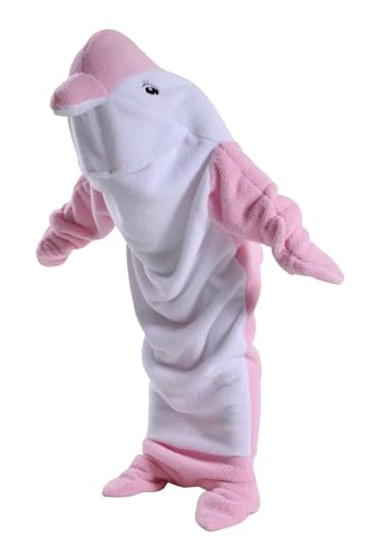 FunnyCos - FunnyCos Sac de couchage dauphin une pièce pyjama une pièce couverture portable costume animal cosplay costume unisexe fantaisie vêtements de nuit rose, M