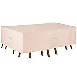 Patio Watcher 128 inches Patio Furniture Cover Durable Water Resistant Outdoor Furniture Sets Cover with Secure Buckle Straps, Beige