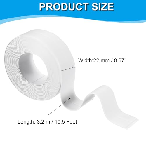 Image of PATIKIL Caulk Tape 0.9 inch x 10.5 Ft, Self Adhesive Sealing Tape Waterproof Toilet Tub Caulk Sealant Strip Sealing Trim for Kitchen Bathroom Toilet Bathtub Sink Countertop, White