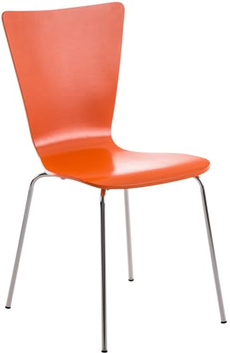 CLP Chaise empilable Aaron I Chaise de conférence Ergonomique avec Assise en Bois I Chaise Visiteur Peu encombrante avec Protections de Sol, Couleur:Orange