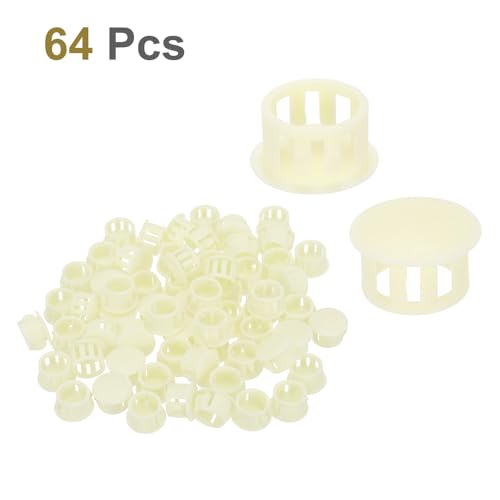 Image of MECCANIXITY 64PCS 14mm(9 /16 inch) Cream White Plastic Hole Plugs, Flush Type Panel Hole Plugs Insert End Caps for Locking Hole Tubes Furniture Cabinet