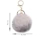 jtkdxqs Pom Pom Keychain Soft Artificial Rabbit Fur Plush Fluffy Ball Key Ring for Women,Beige