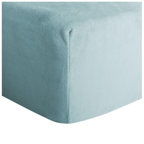 Acomoda Textil – Sábana Bajera de Coralina Ajustable y Elástica para Cama. Bajera Térmica Tacto Suave de Invierno Cálida, Resistente, Transpirable, Decorativa y Fija. (Aguamarina, Cama 90x190/200)