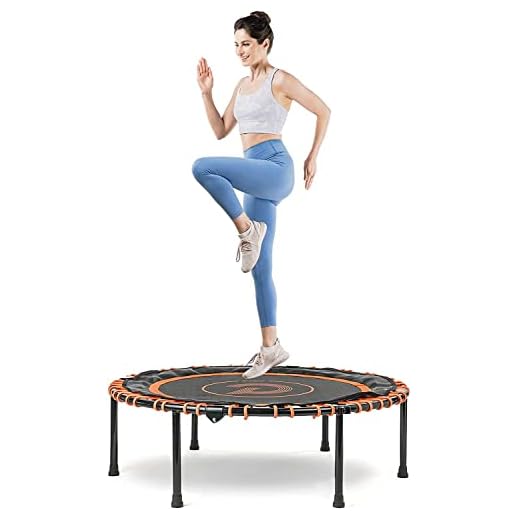 Pelpo 38"/40"/48" Folding Trampoline for Adults, Safe Exercise Trampoline with Silent Bungee Cord, Fitness and Weight Loss Trampoline, Indoor Mini Trampoline for Bounce Workout, Burning Orange