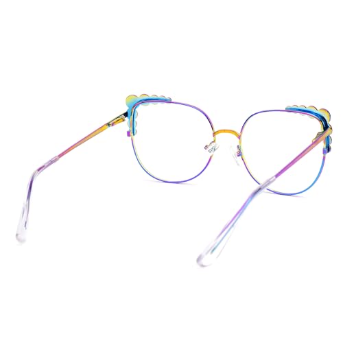 Image of Zeelool Stylish Metal Cat Eye Glasses Frame for Women with Non-prescription Clear Lens ZJGM751692-04 Multicolor, Large