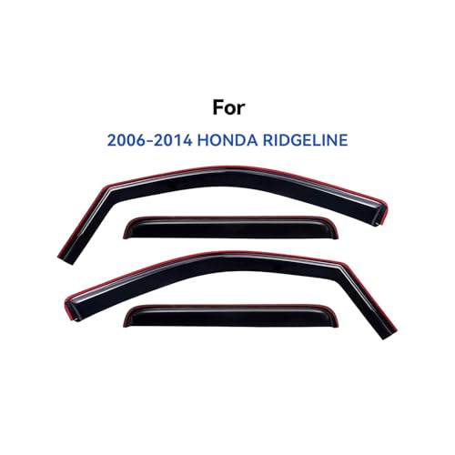 Image of in-Channel Window Visors Rain Guards Shield for 2006-2014 Honda Ridgeline, Window Vent Wind Deflectors Visors Shades for 06-14 Ridgeline