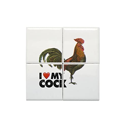 Carreaux céramique coq 40x40cm tableau déco vintage de 4 pièces illustration