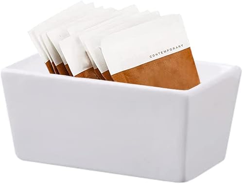 123Arts Tazón de cerámica blanca de la bolsa de té del sostenedor del paquete