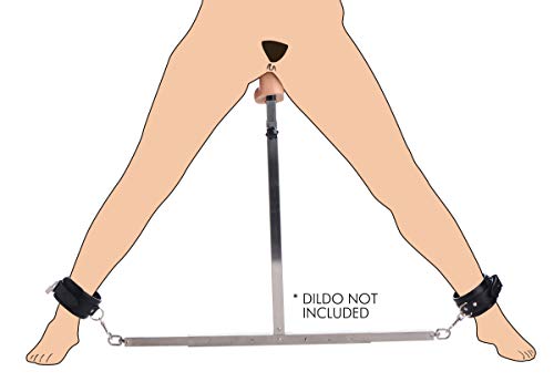 Master Series Adjustable Stainless Steel Spreader Bar with Removable Center Post Padded Ankle Cuffs Dildo Adapter Set Versatile Positioning Restraint for Advanced Bondage Play