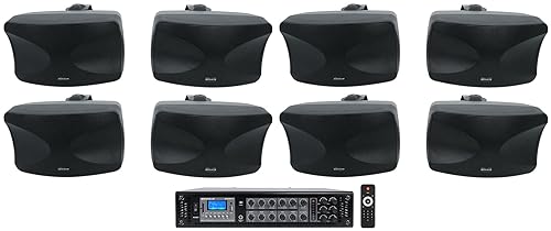 Rockville Bundle: (1) RCS350-6 350 Watt 6 Zone 70v Commercial/Restaurant Amplifier/Bluetooth + (4) Pair WET-44 PRO Dual 4