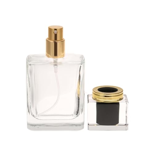 Pongnas Botella con Bomba Pulverizadora de Metal de 50 Ml, Atomizador de Perfume de Viaje Portátil con Diseño y Pulverización Fina, para Botella de Perfume Recargable (BLACK)
