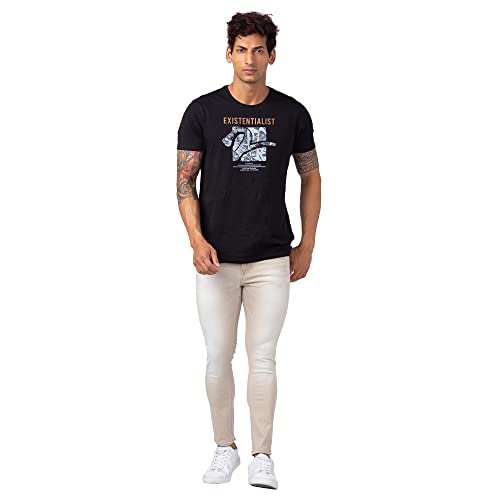 Image of Spykar Men Mid Rise Light Sand Cotton Slim Fit Tapered Length Jeans (Kano)