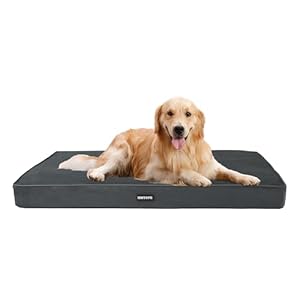 Orthopädisches Hundebett, 10cm Dicke Hundekissen für Mittelgroße Hunde, Grosse Hunde, Abnehmbar und Waschbar Hundematte, rutschfeste Unterseite, Wasserdichtes Innenfutter, 112 cm, Dunkelgrau
