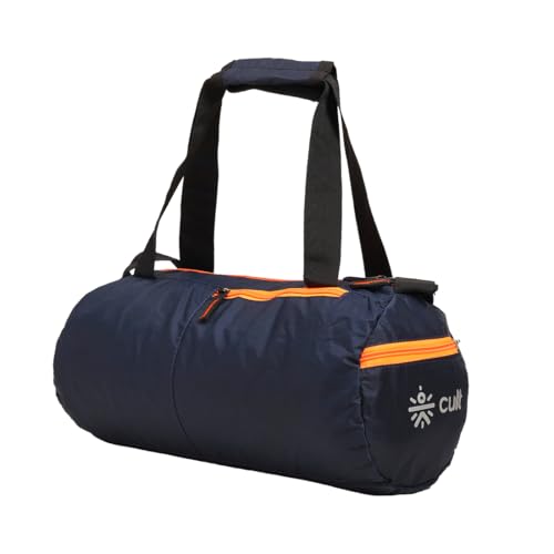 Image of Cult 20 Litre Gym /Duffle Bag for Men & Women - Water Resistant Travel Bag with Spacious Main Compartment, Side Mesh Pocket, Adjustable Shoulder Strap & Durable Zippers - Navy Orange