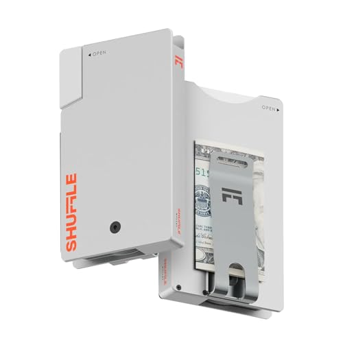 Shuffle Minimalist Wallet for Men, Smart RFID Wallet for Men with RFID Blocking, Aluminum, Digital Business Card, Metal RFID Card Holder, Men's Gift for Deck-of-Cards Open Money Clip(Polar lce)