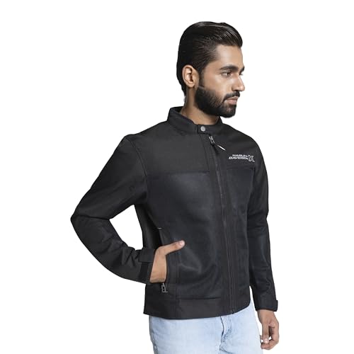 Image of HARLEY-DAVIDSON X Bold Edge Riding Jacket for Men | Polyester with Breathable Mesh Lining | Reflective Prints, Pre-Curved Sleeves & Protector Compartments | Comfortable & Stylish Motorcycle Jacket