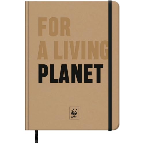 Dohe - Cuaderno A4 - Interior Liso Blanco, 21x29,7 cm, Tapa Dura Cartón Kraft, 96 Hojas, Cierre con Goma Elástica, Macapáginas, Libreta Grande Profesional para Notas y Dibujo - WWF For a Living Planet