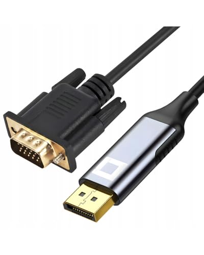 Co2 DisplayPort auf VGA D-SUB 2K/60Hz, Full HD 1080p, Plug & Play, vergoldet, Einwegadapter, Konverter, kompatibel mit Laptops, Monitoren, Projektoren, Aluminium Space Gray (1m)