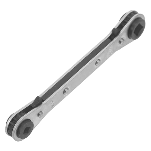 MALUGOGO Llave de trinquete de doble extremo, acero de alta dureza, alta resistencia, artesanía detallada, plateada, ligera, herramienta de reparación de aire acondicionado