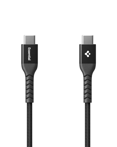 Image of Spigen Type-C to C Cable Cable 100W, 2M, USB2, 480Mbps, E-Marker Chip, Durable Bending, Compatible with Galaxy, iPhone, iPad, Wearable device, TWS device (EB10020CCA) - Black