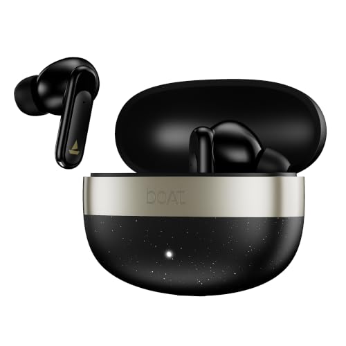Image of boAt Airdopes Plus 224, Powerful Spatial Audio, 60H Playback, Quad Mics AI-ENx, 13 mm Drivers, Hearables App, Multipoint Connectivity, Google Fast Pair, Bluetooth v6.0 TWS Earbuds (Matte Black)