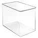 mDesign Tall Plastic Stackable Art and Craft, Sewing, Crochet Storage Container Bin w/Hinged Lid - Compact Organizer/Holder for Thread, Beads, Ribbon, Glitter, Yarn - Ligne Collection, Clear