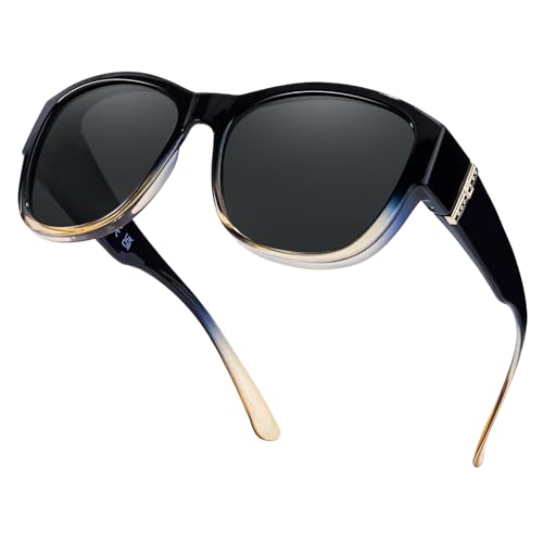 TJUTR Fit Over Glasses Sunglasses for Women, Trendy Polarized Wear Over Shades, UV400 Protection