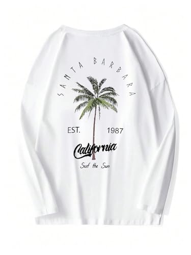 SweatyRocks Men's Letter Print Graphic Long Sleeve T Shirt Crew Neck Casual Tee Tops4