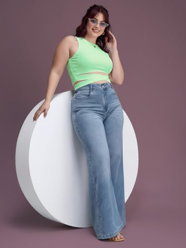 Image of Miss Chase A+ Women's Wide-Leg High Rise Regular-Length Stretchable Denim Jeans