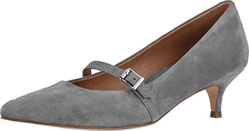 Vionic Women's Kit Minnie Mary Jane Heel - Ladies Kitten Heels with Concealed Orthotic Arch Support Charcoal Suede 7.5 Medium US