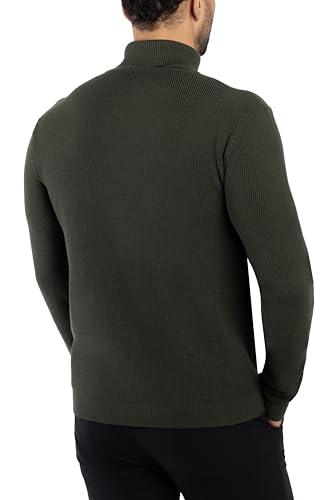 Men's Ribbed Turtle Neck Comfortable Fit Sweater, Men's Long Sleeve Mid-Weight Pullover Sweater for Fall2