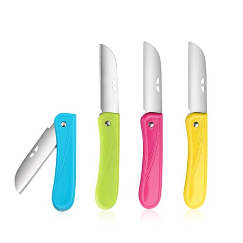 Kocpudu Fruit Knife Small New Foldable Fruit Knife Set 4 Pieces