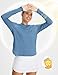 baleaf Women's UPF 50+ Sun Shirt with Hood SPF Long Sleeve UV Protection Clothing Hiking Fishing Outdoor Lightweight Heather Blue XL