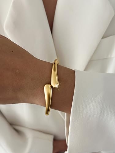 Gold Bangle Bracelets for Women, Trendy Chunky Adjustable Twist Bangle Bracelet Jewelry Gifts3