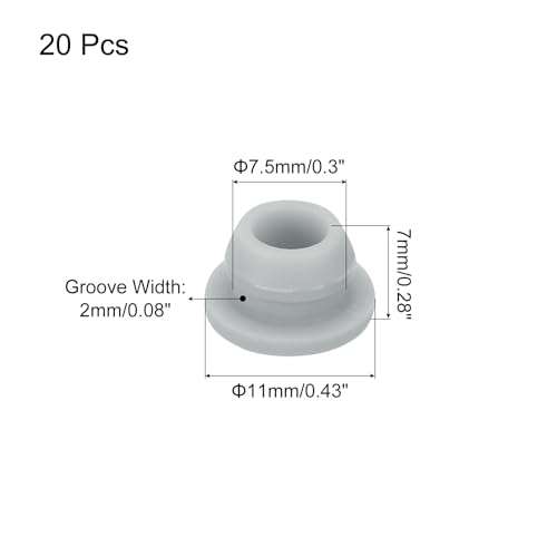 Image of MECCANIXITY 20pcs Silicone Snap in Locking Hole Plugs,7.5mm /0.3 Inch Mounting Diameter Narrow Groove Width 2mm Panel Seal Cover Round for Kitchen Bulkheads Waterproof Sealing Plugs Grey