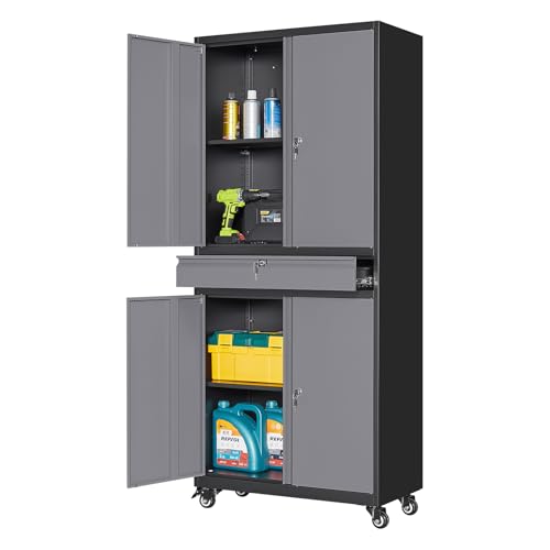 Yizosh Metal Garage Storage Cabinet with Locking Doors and Adjustable Shelves, -73