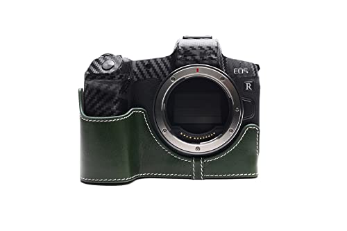 Housse Canon EOS R en cuir véritable fait main vert luxe