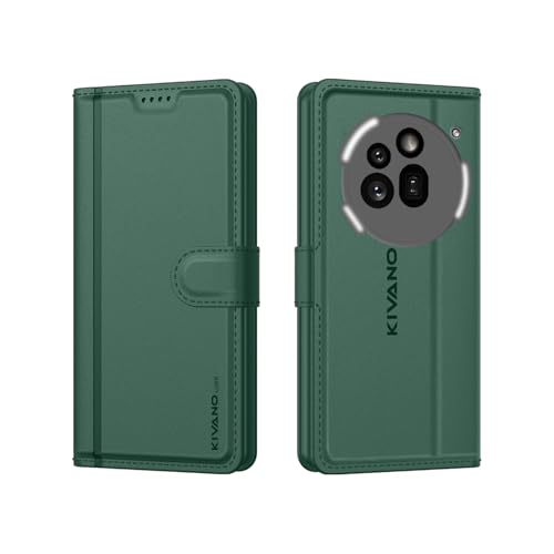 Image of KIVANO LUXE Compatible for Nothing Phone (3a) Pro Luxury Handmade Leather Magnetic Flip Folio Case | Card Holder & Kickstand | Slim Protective Cover | Unisex - Green