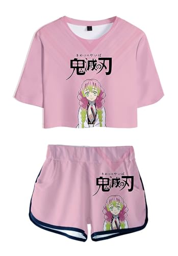 Ensemble short et crop top femme anime survêtement d'été 2 pièces style manga décontracté
