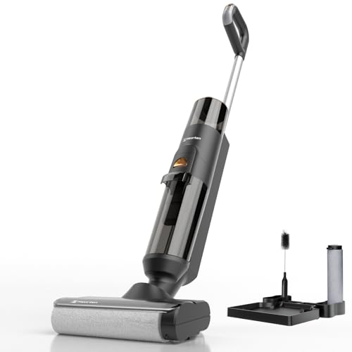 Hearten Aspirateur Laveur - Aspirador de limpieza automática/pantalla LED, inalámbrico, aspirador y lavado, antienredos para suelos duros y familias con animales domésticos y niños