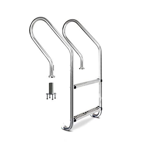 Escalera para piscina con 2 peldaños antideslizantes acero inoxidable miniatura 1